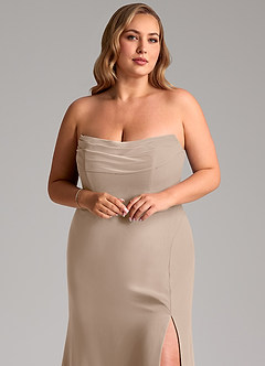 Azazie Saige Bridesmaid Dresses Taupe A-Line Off the Shoulder Chiffon Convertible Dress image11