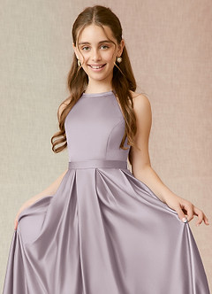Azazie Arianthe Junior Dusk A-Line with Pockets Matte Satin Dress image5