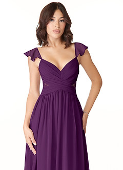 Azazie Lissa Bridesmaid Dresses Grape A-Line Lace Chiffon Dress image6