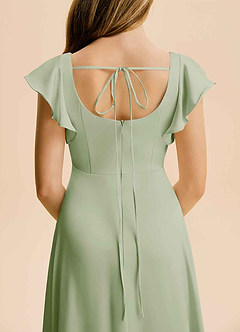 Azazie Bondi Junior Dusty Sage A-Line Side Slit Stretch Satin Dress image6