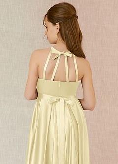 Azazie Arianthe Junior Vestido de Sorbete De Limón de Satén Elástico de Corte en A con Con bolsillos image7