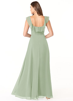 Azazie Jinny Bridesmaid Dresses Dusty Sage A-Line Square Neckline Ruched Chiffon Dress image2