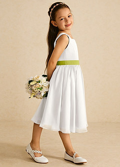 Azazie Elina vestidos de niña de las flores Vestido Marfil Limoncillo de Gasa de Línea A con Sin mangas image3
