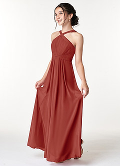 Azazie Anthea Junior Blue Jay Pleated Chiffon Dress image4