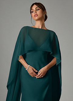 Azazie Stefania Robes de demoiselle d'honneur Robe Trapèze en Satin extensible Vert Pin image5