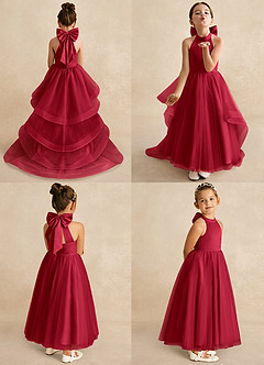 Azazie Bev Flower Girl Dresses Scarlet A-Line Convertible Tulle Dress image2