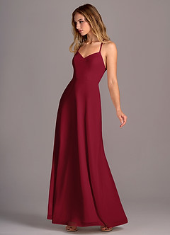 Azazie Mei Brautjungfernkleider A-Linie Chiffon Kleid Burgunderrot image4