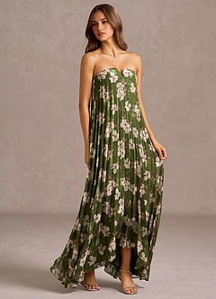 Maxi jurk Noa Groen Bloemen image5