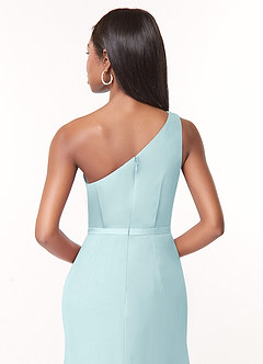 Azazie Liza Bridesmaid Dresses Sea Glass Mermaid One Shoulder Chiffon Dress image3