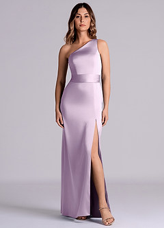 Azazie Philana Bridesmaid Dresses Frosted Lilac A-Line One Shoulder Stretch Satin Dress image8