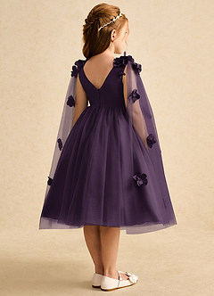 Azazie Staria Flower Girl Dresses Plum Ball-Gown Ruched Tulle Dress image9