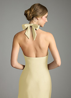 Azazie Nayeli Final Sale Lemon Sorbet A-Line Pleated Stretch Satin Dress image13