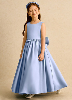 Azazie Nellia Flower Girl Dresses Ice A-Line Bow Matte Satin Dress image3