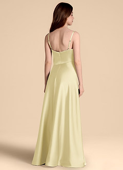 Azazie Prisha Junior Vestido de Sorbete De Limón de Satén Elástico de Corte en A con Plisado image2