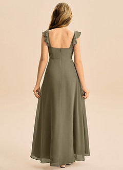 Azazie Mavie Junior Linia A Marszczony Szyfon Długość podłogi Młodsza druhna Sukienka image2