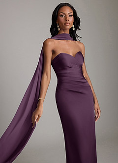 Azazie Sonora Suknie dla druhen Osłona Bez ramiączek Satyna elastyczna Do ziemi Sukienka image4