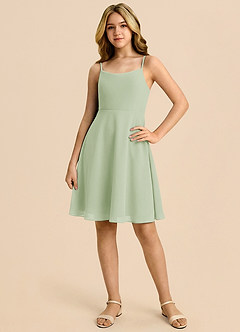 Azazie Shale Dusty Sage A-Line Bow Chiffon Dress image3