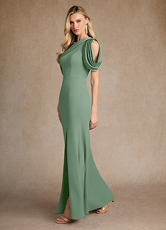 Azazie Paris Mother of the Bride Dresses Matcha Mermaid Pleated Stretch Crepe Dress image2