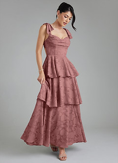 Azazie Jude Bridesmaid Dresses Dusty Rose A-Line Sweetheart Neckline Floral Burnout Dress image7
