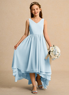 Azazie Kitten Junior Formal vestidos de niña de las flores Vestido de Azul Cielo de Gasa de Corte En A image4