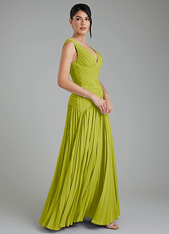 Azazie Kima Bridesmaid Dresses Lemongrass A-Line Pleated Chiffon Dress image7