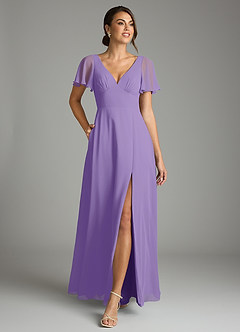 Azazie Kimber Bridesmaid Dresses Tahiti A-Line Flounce Sleeve Chiffon Dress image4