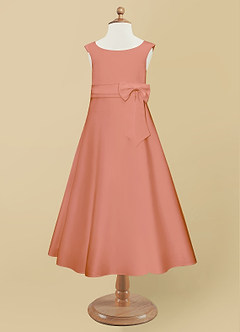 Azazie Lindy Flower Girl Dresses MAI TAI A-Line Pleated Matte Satin Dress image10