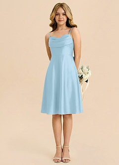 Azazie Bear Jurk van Stretch Satijn met A-Lijn Sweetheart Halslijn Hemelsblauw image5