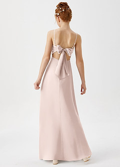 Azazie Shale Junior A-Linie Stretch-Satin Kleid Zartrosa image4
