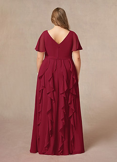 Azazie Watson Mother of the Bride Dresses Burgundy A-Line V-Neck Chiffon Dress image7