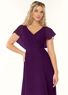 Azazie Rylee Brautjungfernkleider A-Linie Plissee Chiffon Kleid Traube image5