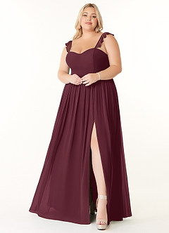 Azazie Metz Bridesmaid Dresses Cabernet A-Line Sweetheart Ruched Chiffon Dress image7