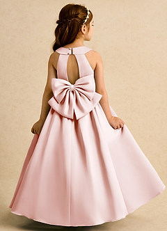 Azazie Daisies Jurken voor bloemenmeisjes Baljurk Jurk van Mat Satijn Boog Blozend Roze image7