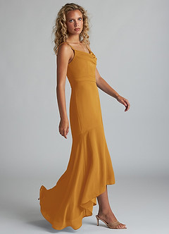 Azazie Summer Jurken voor bruidsmeisjes Jurk van Chiffon met Zeemeermin Schop cowl Boterbabbelaar image3