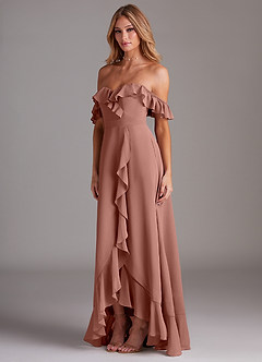 Azazie Lyra Bridesmaid Dresses Cedar Rose A-Line Chiffon Convertible Dress image5