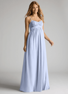 Azazie Llana Maternity Bridesmaid Dresses A-Line Chiffon Floor-Length Dress image1