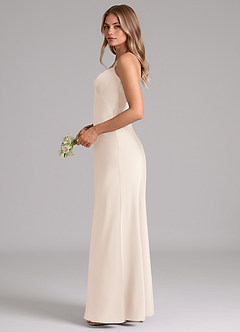 Azazie Suttona Bridesmaid Dresses White Alabaster A-Line Pleated Stretch Satin Dress image5