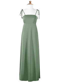 Azazie Violeta Vestido de Matcha de Stretch Satin de Acampanado con Lazo image5