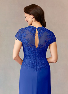 Azazie Junie Mother of the Bride Dresses Royal Blue A-Line Lace Chiffon Dress image6