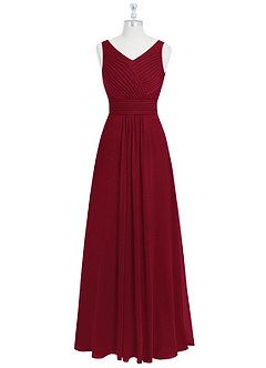Azazie Pierrette Bridesmaid Dresses Burgundy A-Line Pleated Chiffon Dress image7