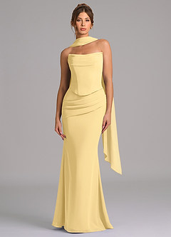 Azazie Sorrel Bridesmaid Dresses Butter Mermaid Corset Chiffon Dress image4