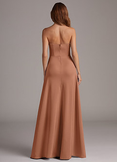Azazie Wren Bridesmaid Dresses Bronzer A-Line Strapless Stretch Satin Convertible Dress image5
