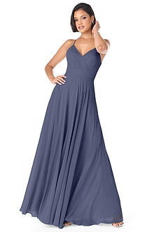 Azazie Avelina Bridesmaid Dresses Stormy A-Line V-Neck Pleated Chiffon Dress image1