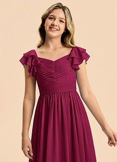 Azazie Anaya Junior Burgundy A-Line Sweetheart Neckline Chiffon Dress image6