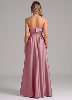 Azazie Lucienne Robes de demoiselle d'honneur Robe Trapèze Convertible en Satin extensible Sans bretelles Mauve Vintage image7