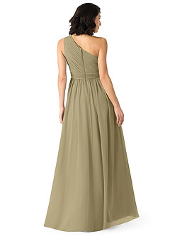 Azazie Mathilda Bridesmaid Dresses Moss Green A-Line One Shoulder Chiffon Dress image4