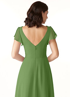 Azazie Omari Robes de demoiselle d'honneur Robe Trapèze en Mousseline de soie Basilic image6