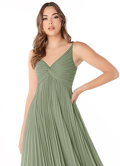 Azazie Raychelle Bridesmaid Dresses Pistachio A-Line V-Neck Chiffon Dress image6