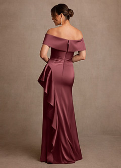 Azazie Kirsty vestidos de madre de la novia Vestido de Merlot de Satén Elástico de Corte Recto con Vestidos sin tirantes image2
