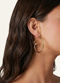 front Pendientes envueltos en línea bañados en oro de 18 quilates